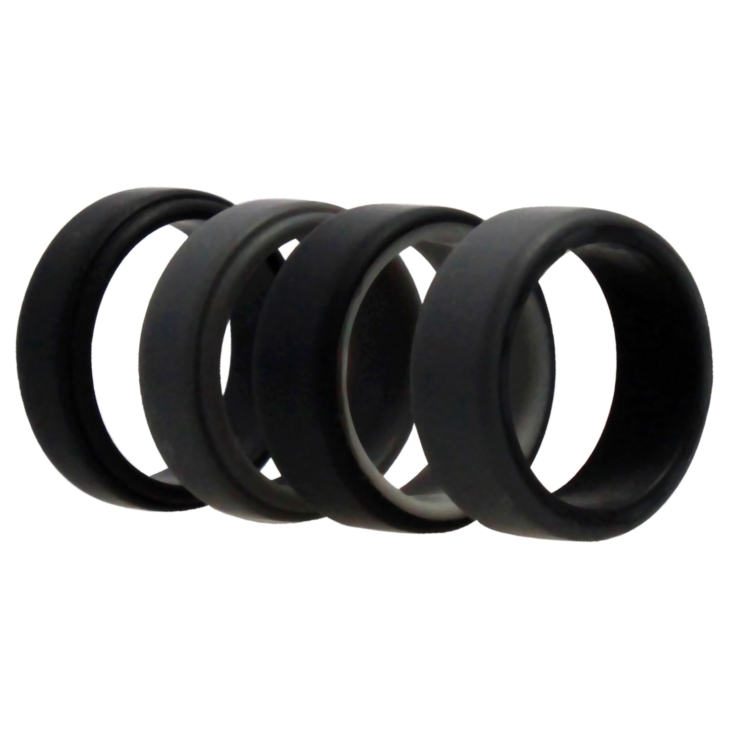 ROQ Silicone Wedding 2Layer Beveled 8mm Ring Set - Grey