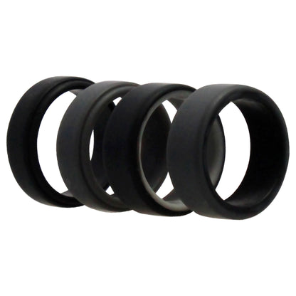 ROQ Silicone Wedding 2Layer Beveled 8mm Ring Set - Grey