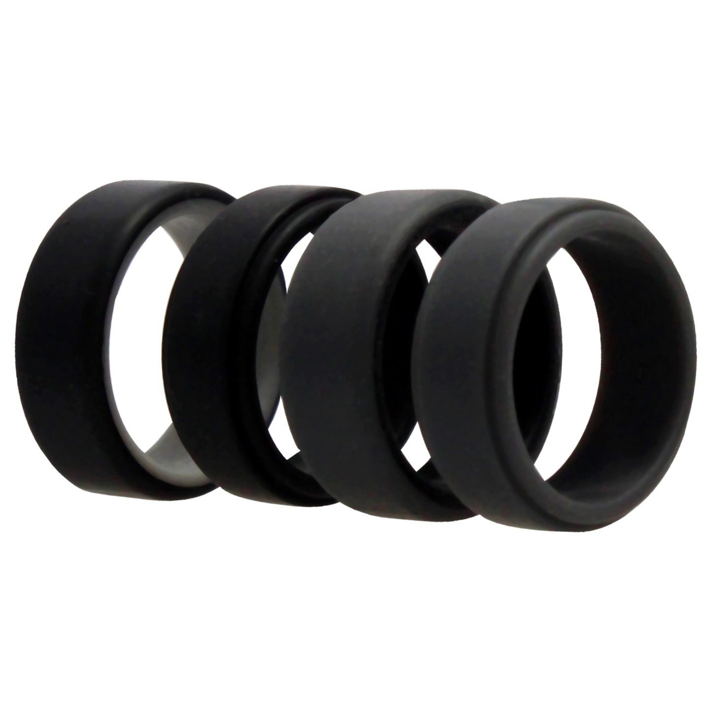 ROQ Silicone Wedding 2Layer Beveled 8mm Ring Set - Grey