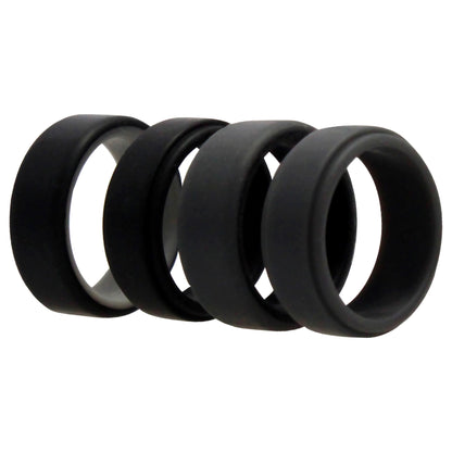 ROQ Silicone Wedding 2Layer Beveled 8mm Ring Set - Grey