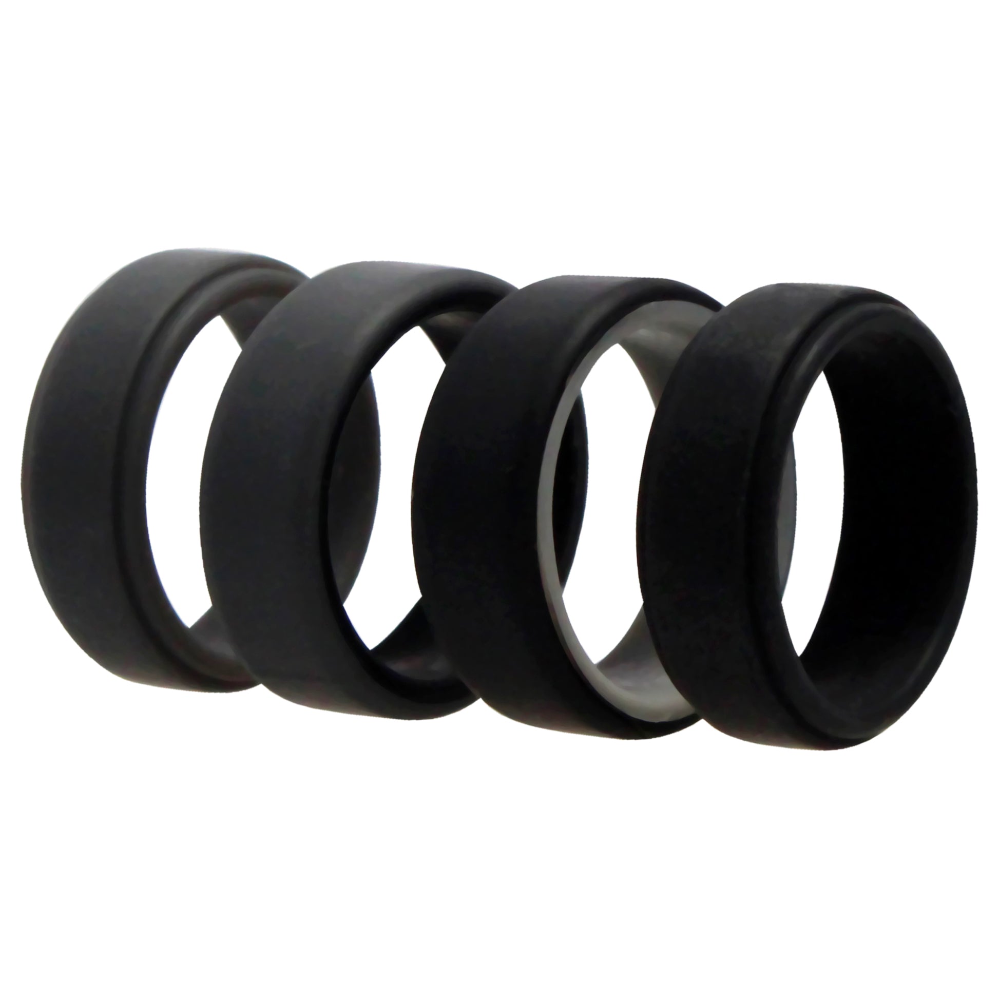 ROQ Silicone Wedding 2Layer Beveled 8mm Ring Set - Grey