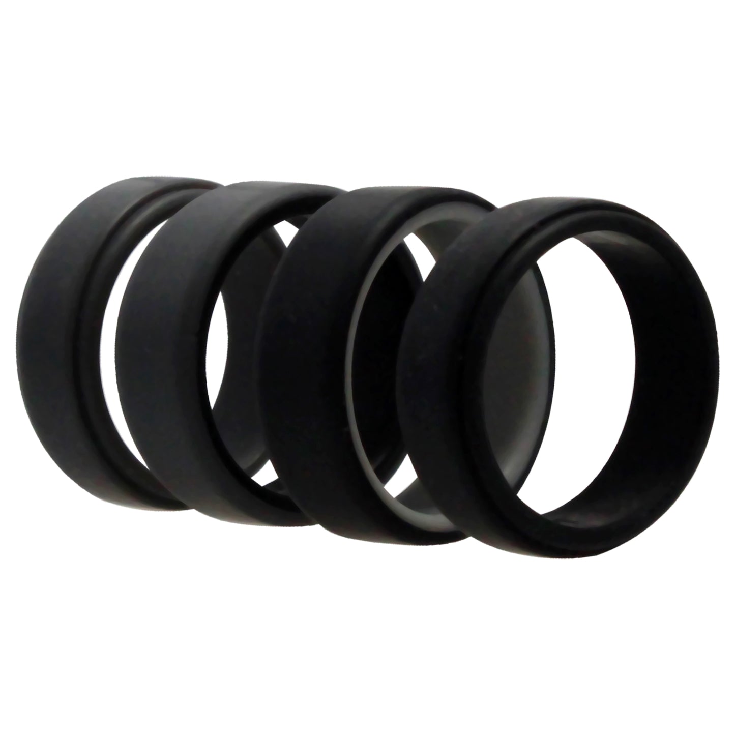 ROQ Silicone Wedding 2Layer Beveled 8mm Ring Set - Grey