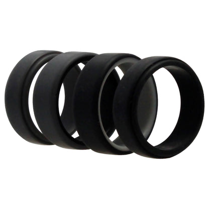 ROQ Silicone Wedding 2Layer Beveled 8mm Ring Set - Grey