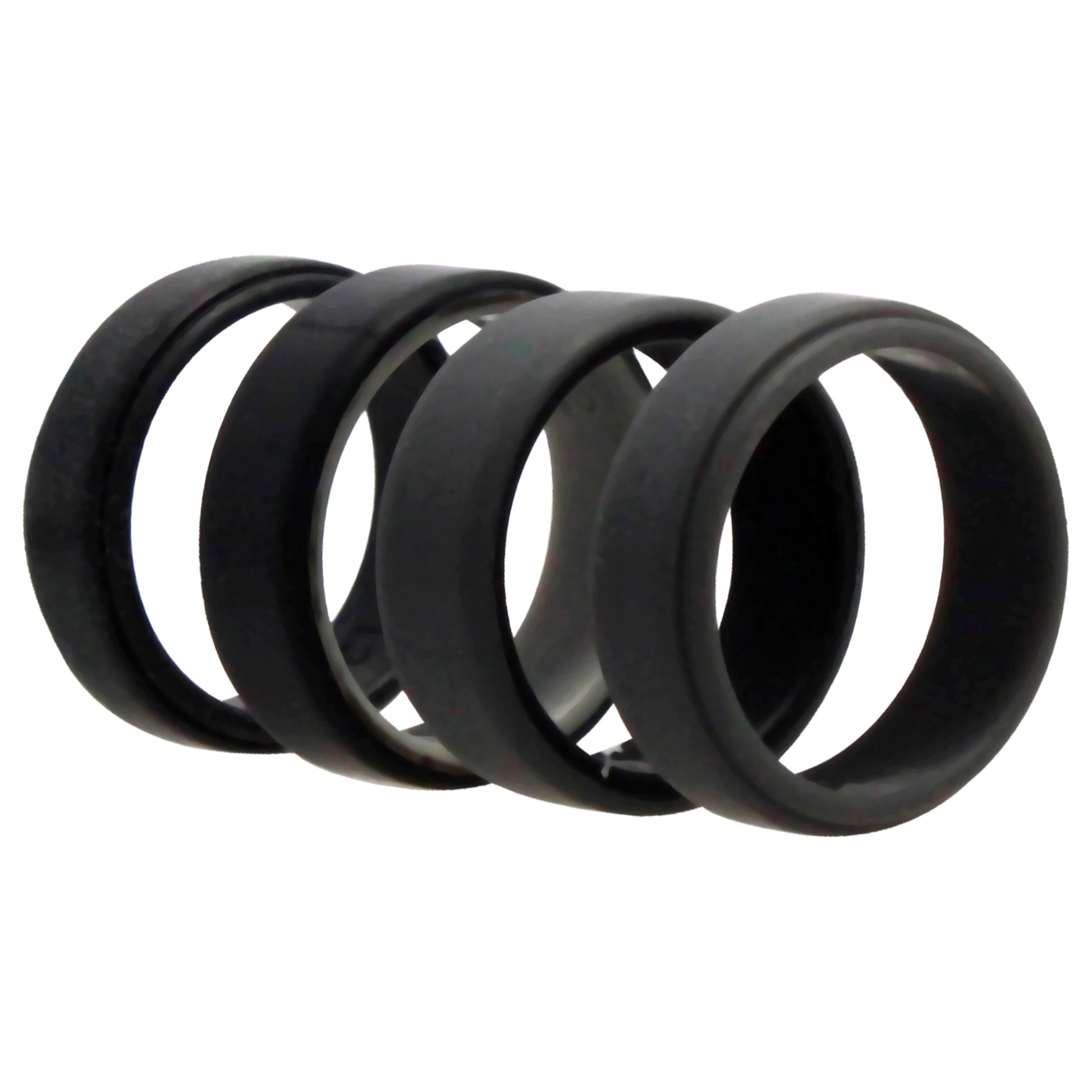 ROQ Silicone Wedding 2Layer Beveled 8mm Ring Set - Grey