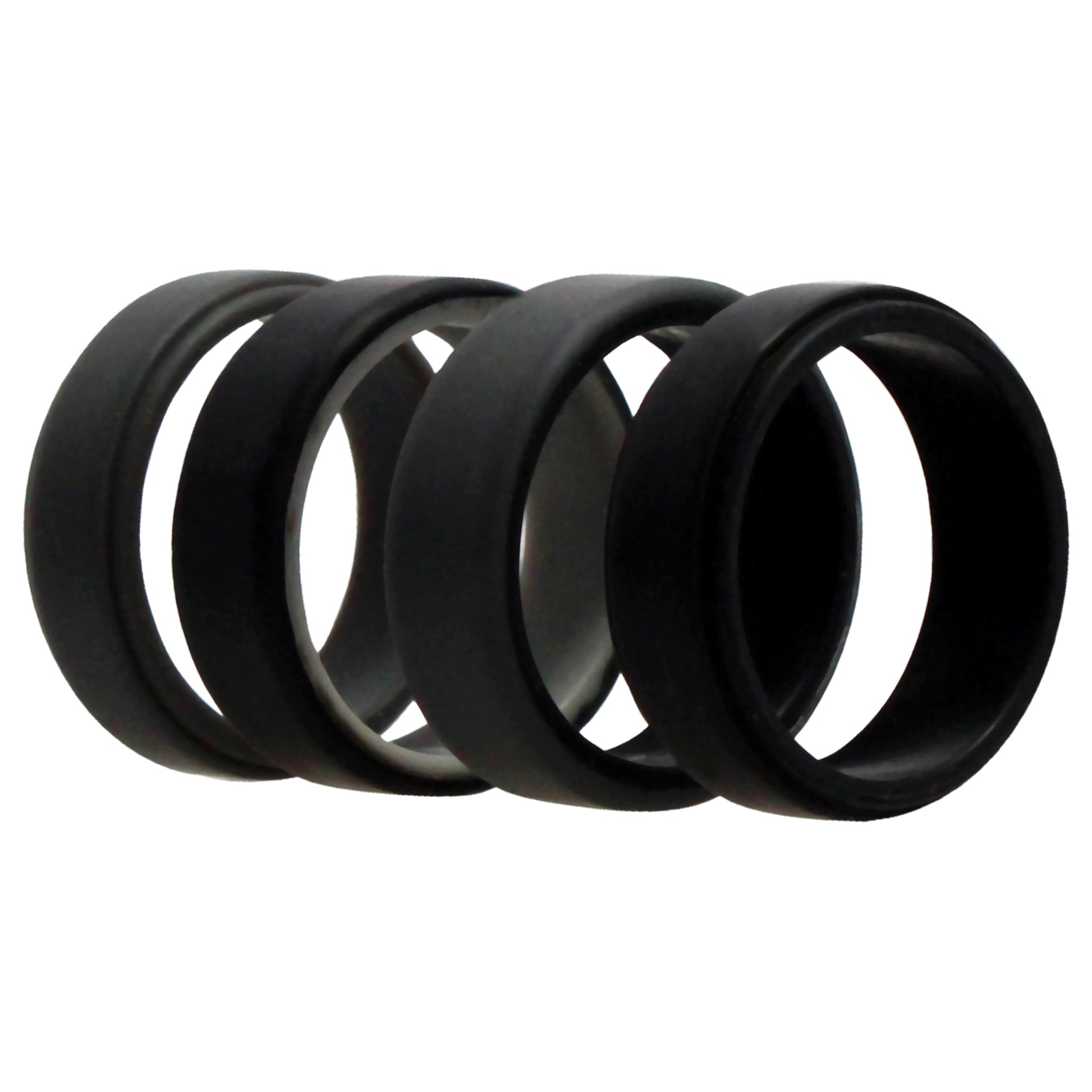 ROQ Silicone Wedding 2Layer Beveled 8mm Ring Set - Grey