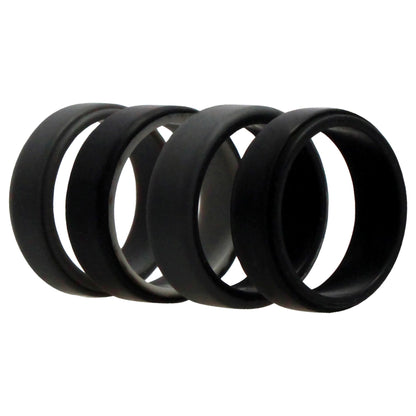 ROQ Silicone Wedding 2Layer Beveled 8mm Ring Set - Grey