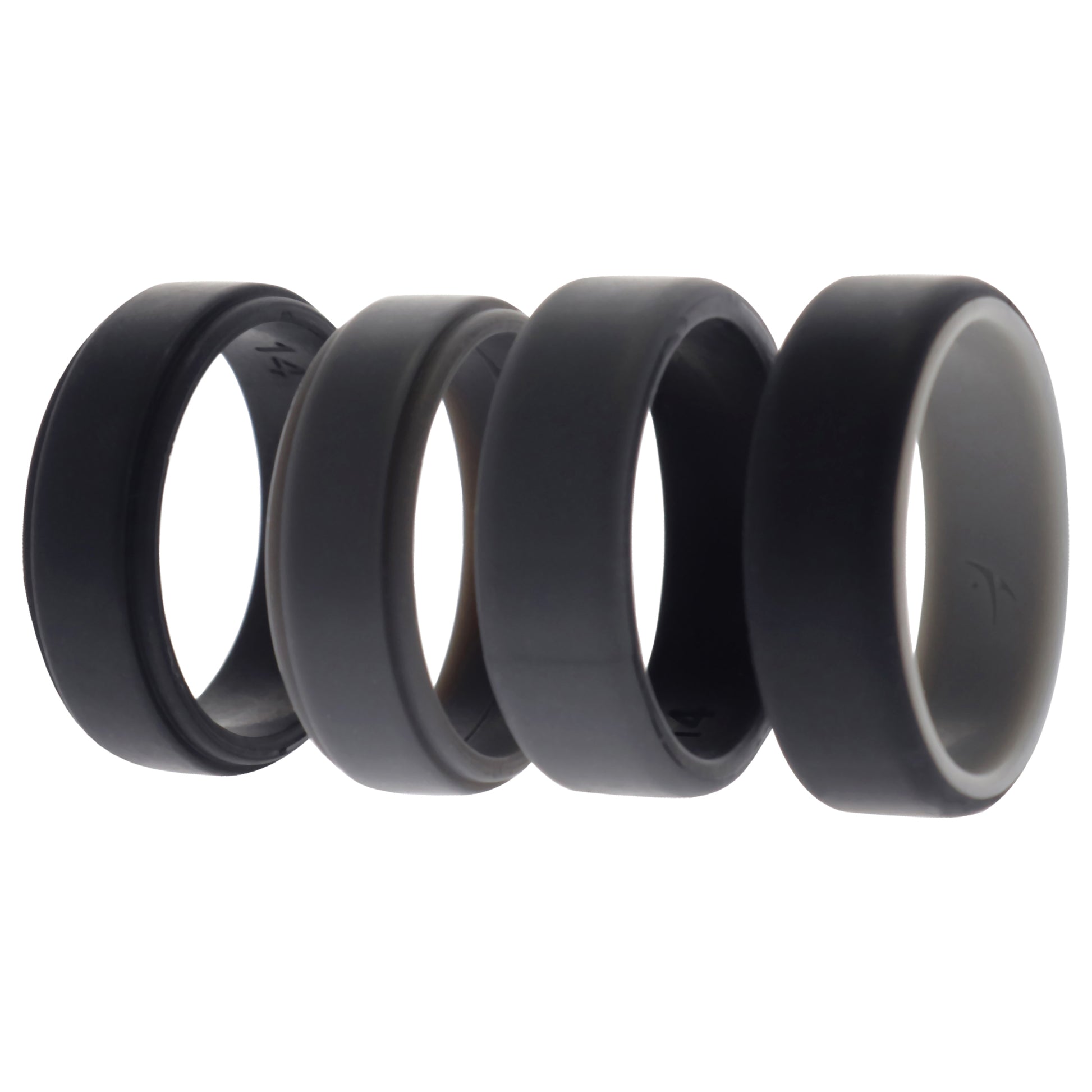 ROQ Silicone Wedding 2Layer Beveled 8mm Ring Set - Grey