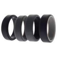 ROQ Silicone Wedding 2Layer Beveled 8mm Ring Set - Grey