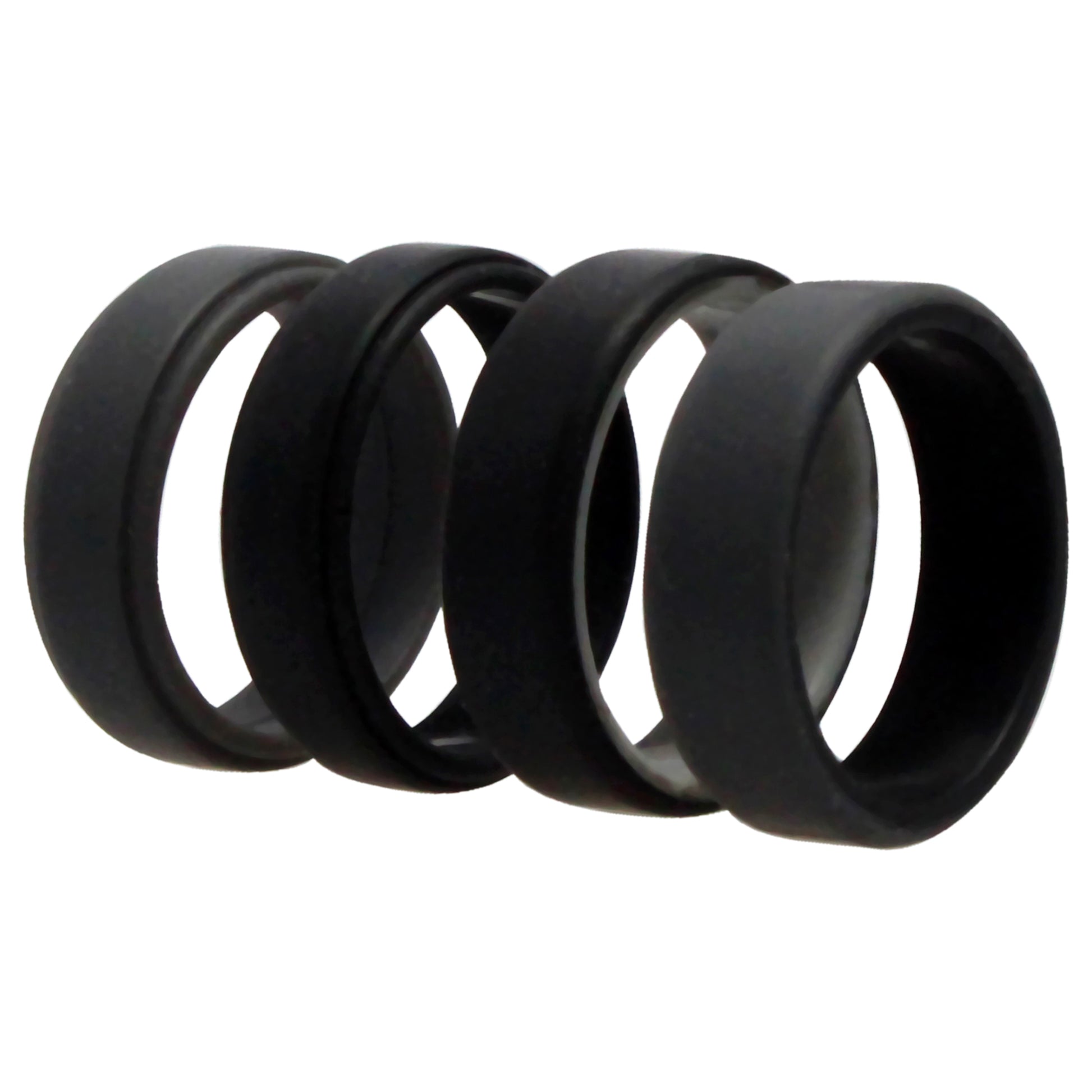 ROQ Silicone Wedding 2Layer Beveled 8mm Ring Set - Grey