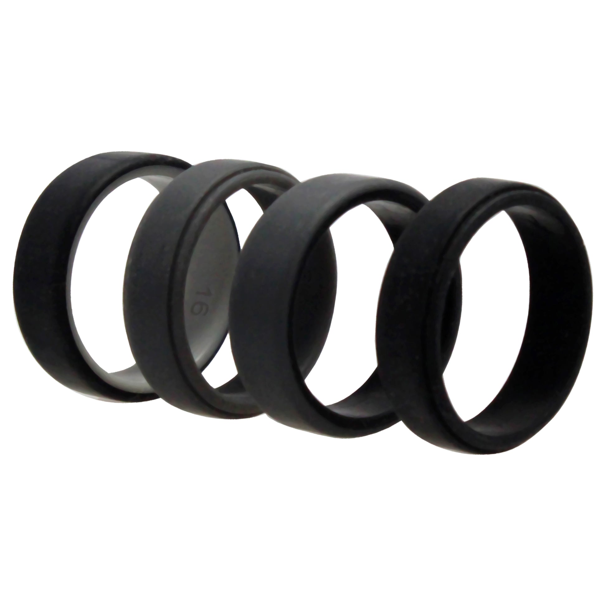 ROQ Silicone Wedding 2Layer Beveled 8mm Ring Set - Grey