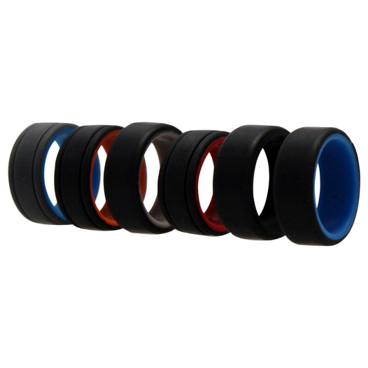 ROQ Silicone Wedding 2Layer Lines Ring Set - MultiColor