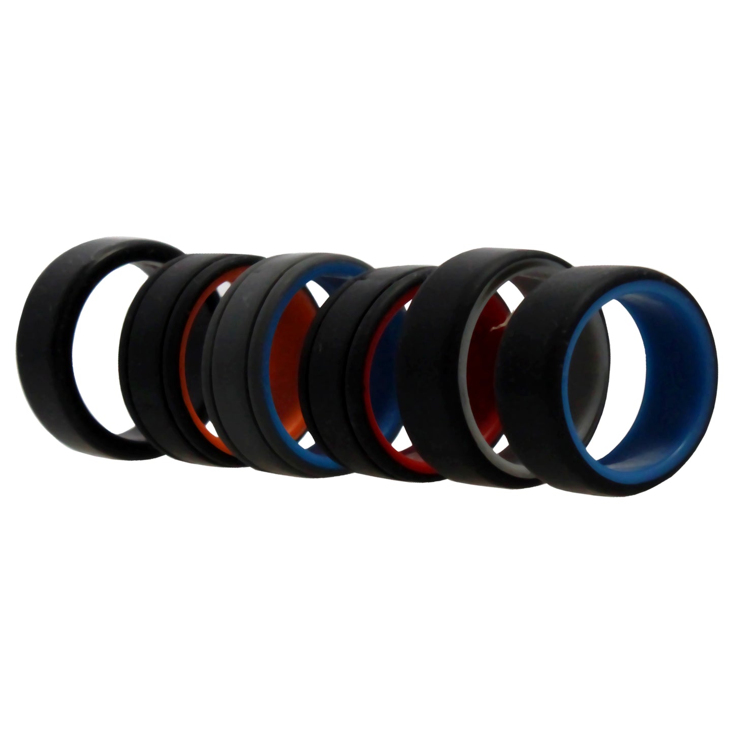 ROQ Silicone Wedding 2Layer Lines Ring Set - MultiColor