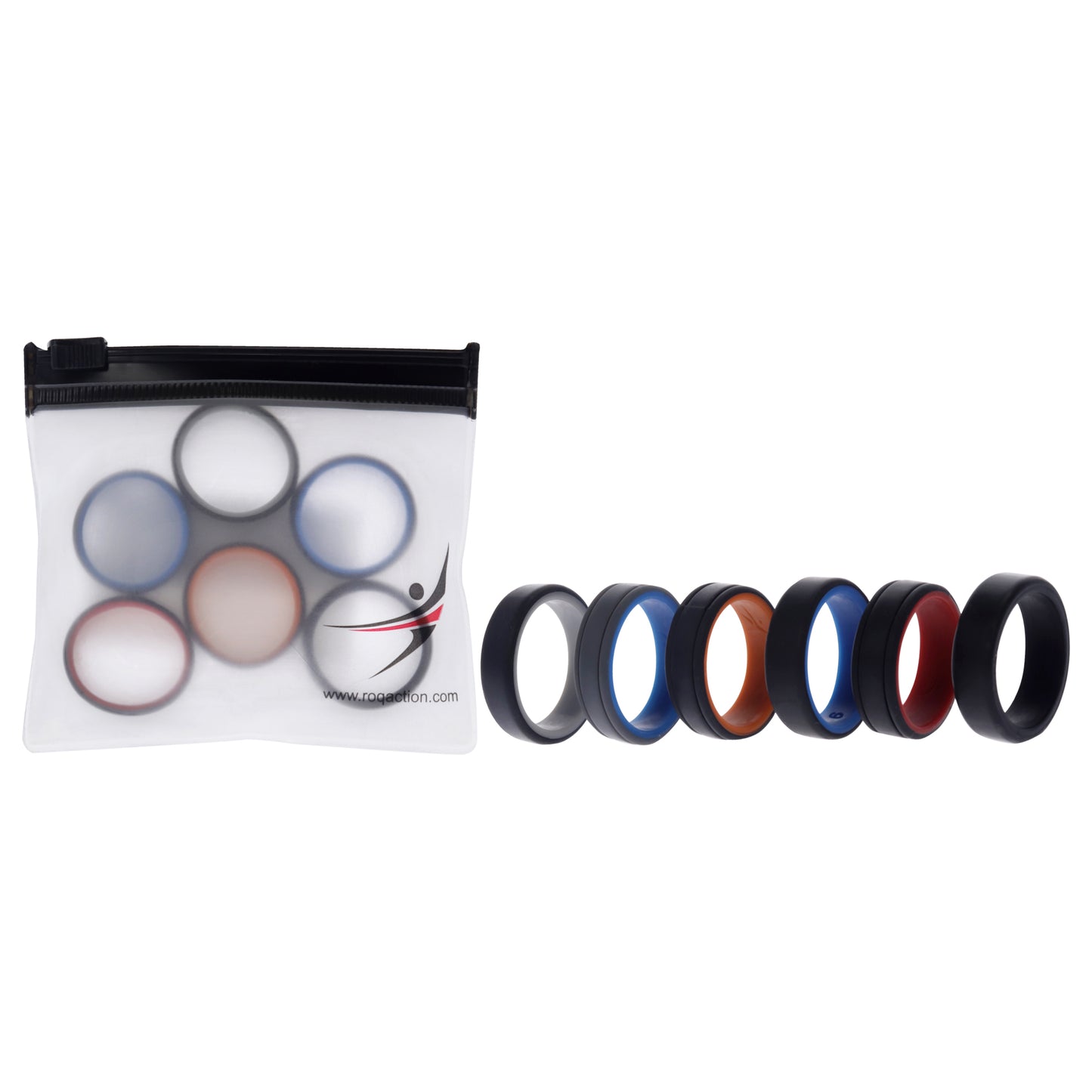 ROQ Silicone Wedding 2Layer Lines Ring Set - MultiColor