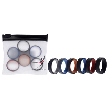 ROQ Silicone Wedding 2Layer Lines Ring Set - MultiColor
