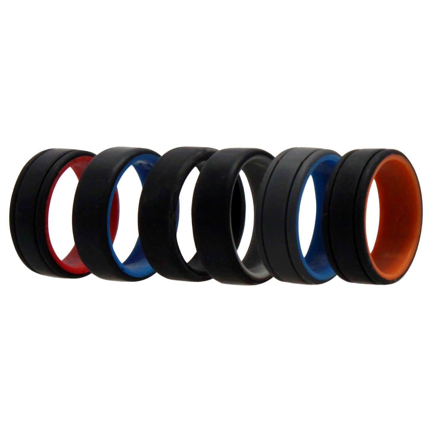 ROQ Silicone Wedding 2Layer Lines Ring Set - MultiColor
