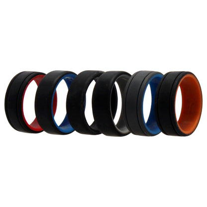 ROQ Silicone Wedding 2Layer Lines Ring Set - MultiColor