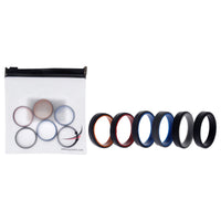 ROQ Silicone Wedding 2Layer Lines Ring Set - MultiColor