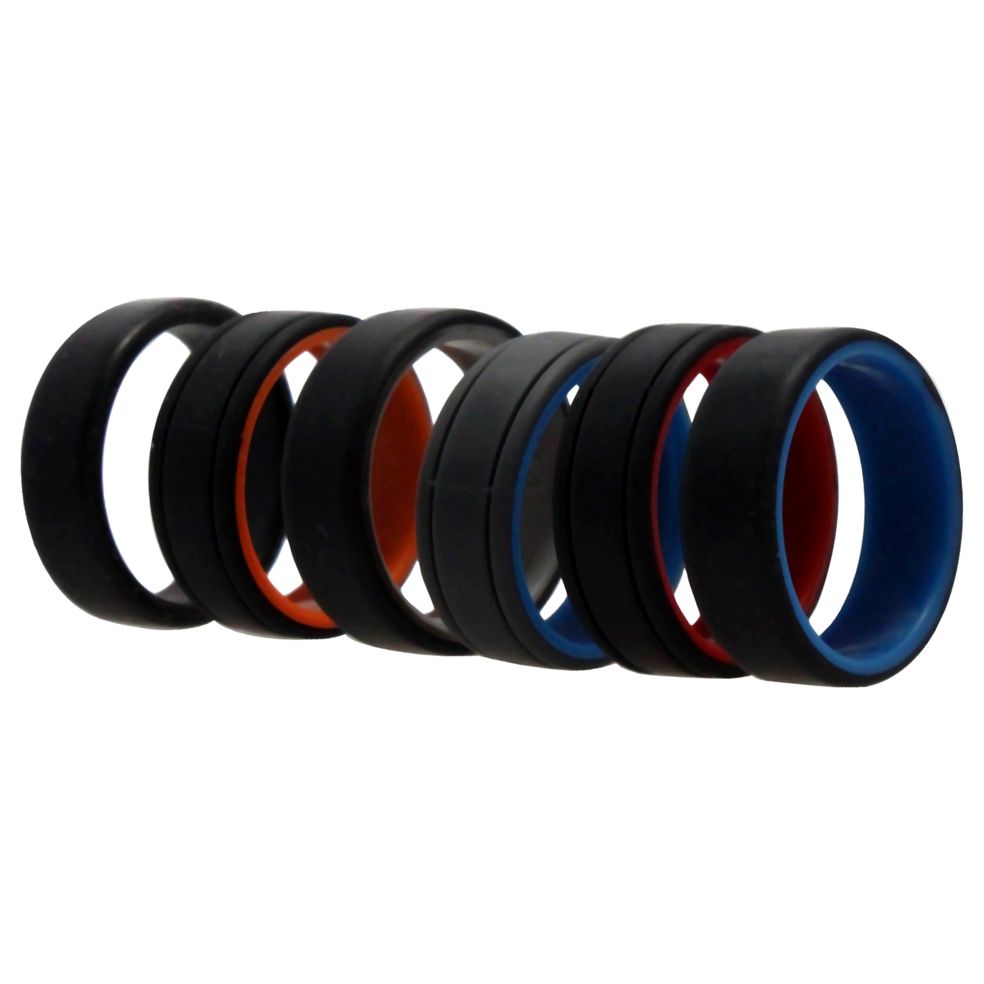 Silicone Wedding 2Layer Lines Ring Set - MultiColor by ROQ for Men - 6 x 14 mm Ring