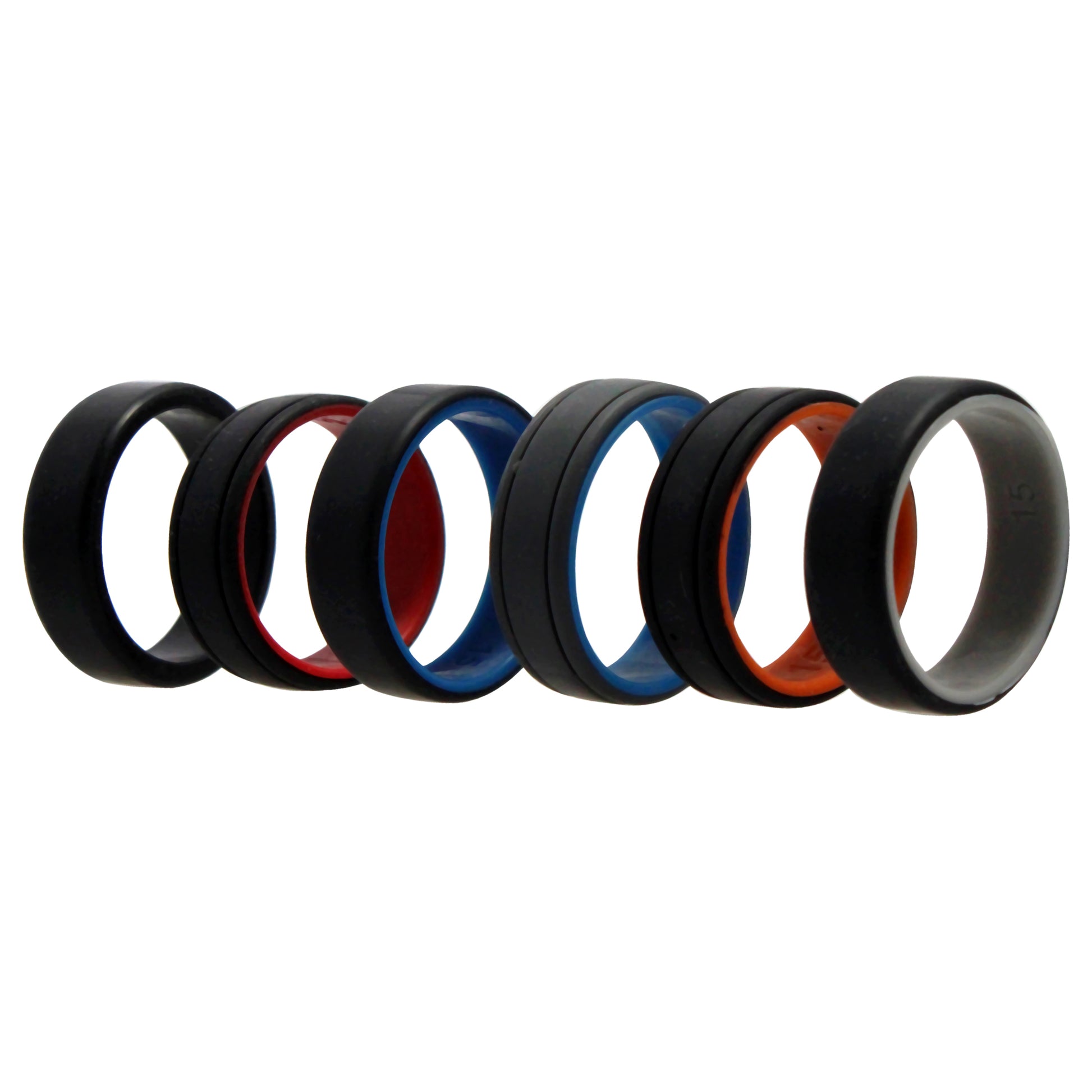 ROQ Silicone Wedding 2Layer Lines Ring Set - MultiColor