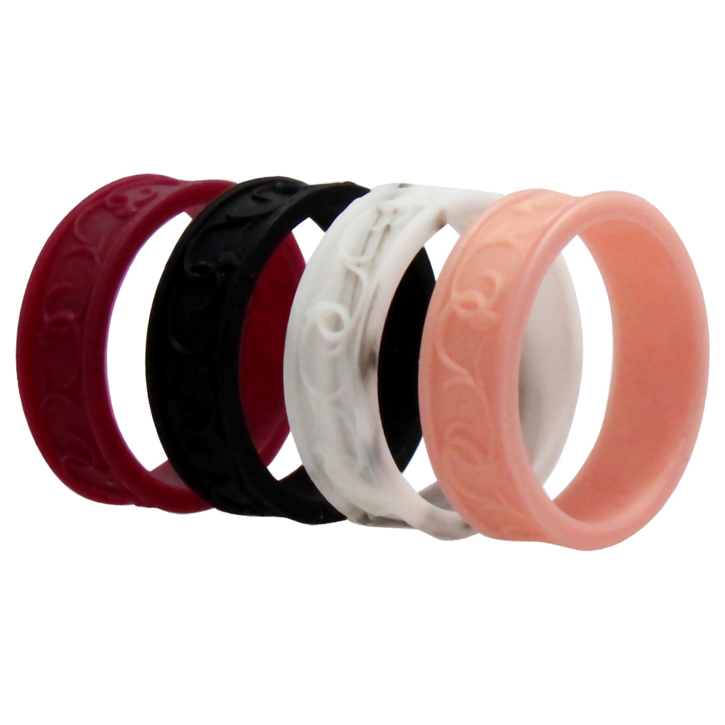 ROQ Silicone Wedding Flower Ring Set - Bordo