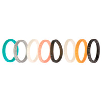 ROQ Silicone Wedding Stackble Lines Ring Set - Metal-Turquoise
