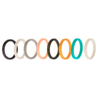 ROQ Silicone Wedding Stackble Lines Ring Set - Metal-Turquoise