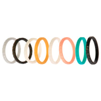 ROQ Silicone Wedding Stackble Lines Ring Set - Metal-Turquoise