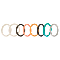 ROQ Silicone Wedding Stackble Lines Ring Set - Metal-Turquoise