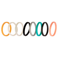 ROQ Silicone Wedding Stackble Lines Ring Set - Metal-Turquoise