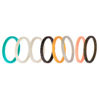 ROQ Silicone Wedding Stackble Lines Ring Set - Metal-Turquoise