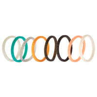 ROQ Silicone Wedding Stackble Lines Ring Set - Metal-Turquoise