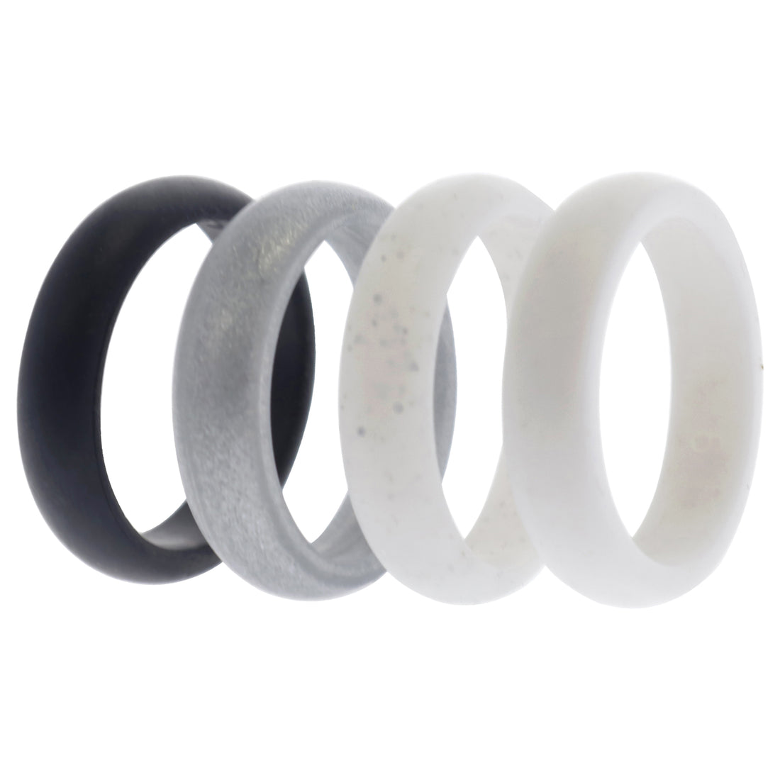 Silicone Wedding Ring Set - Black-White