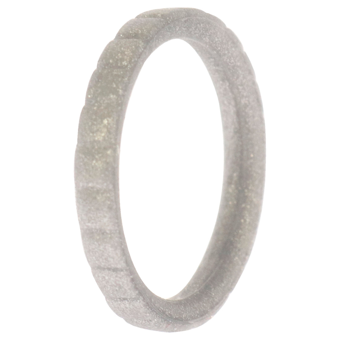 ROQ Silicone Wedding Stackble Lines Single Ring - Silver