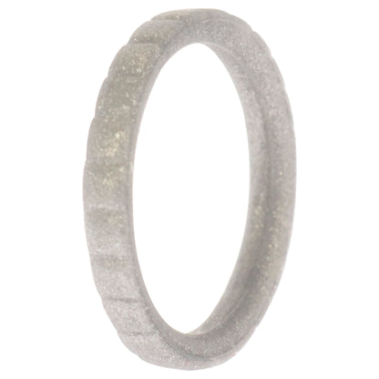 ROQ Silicone Wedding Stackble Lines Single Ring - Silver