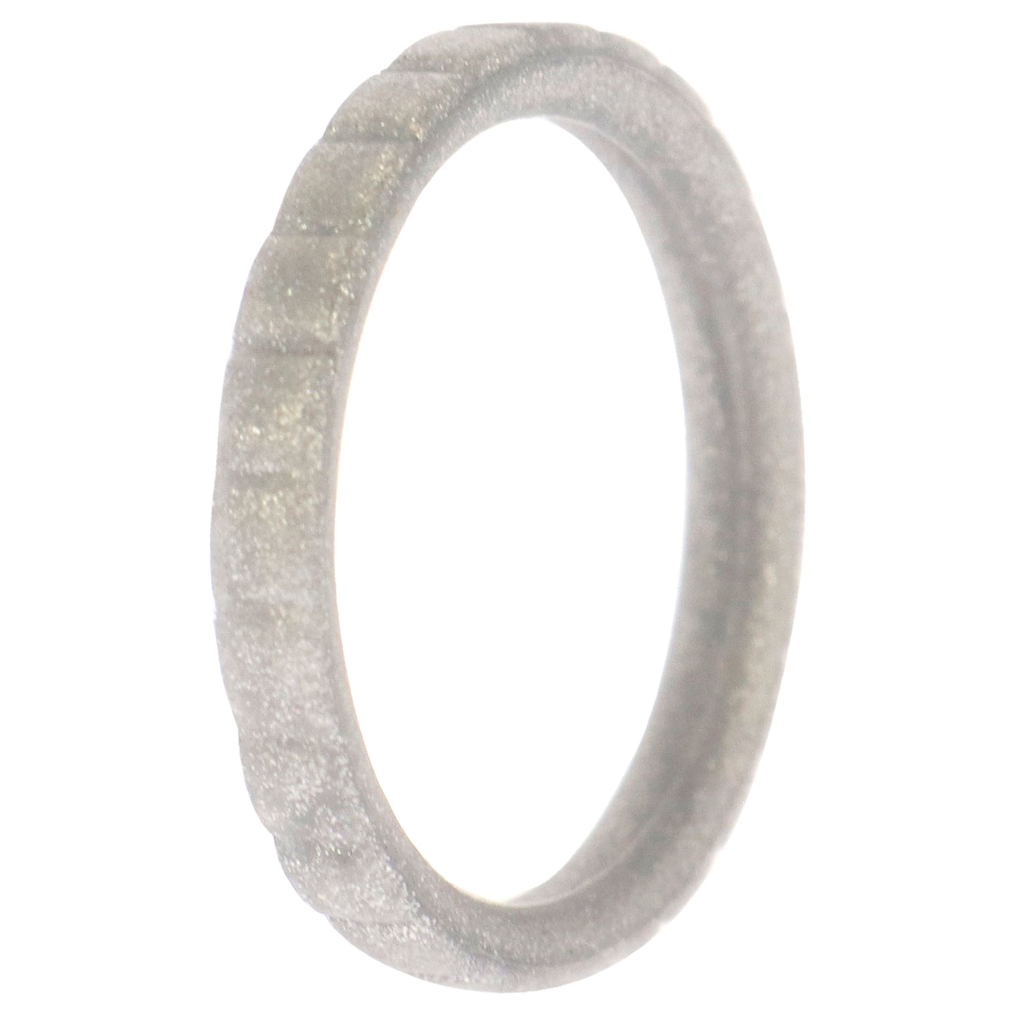 ROQ Silicone Wedding Stackble Lines Single Ring - Silver