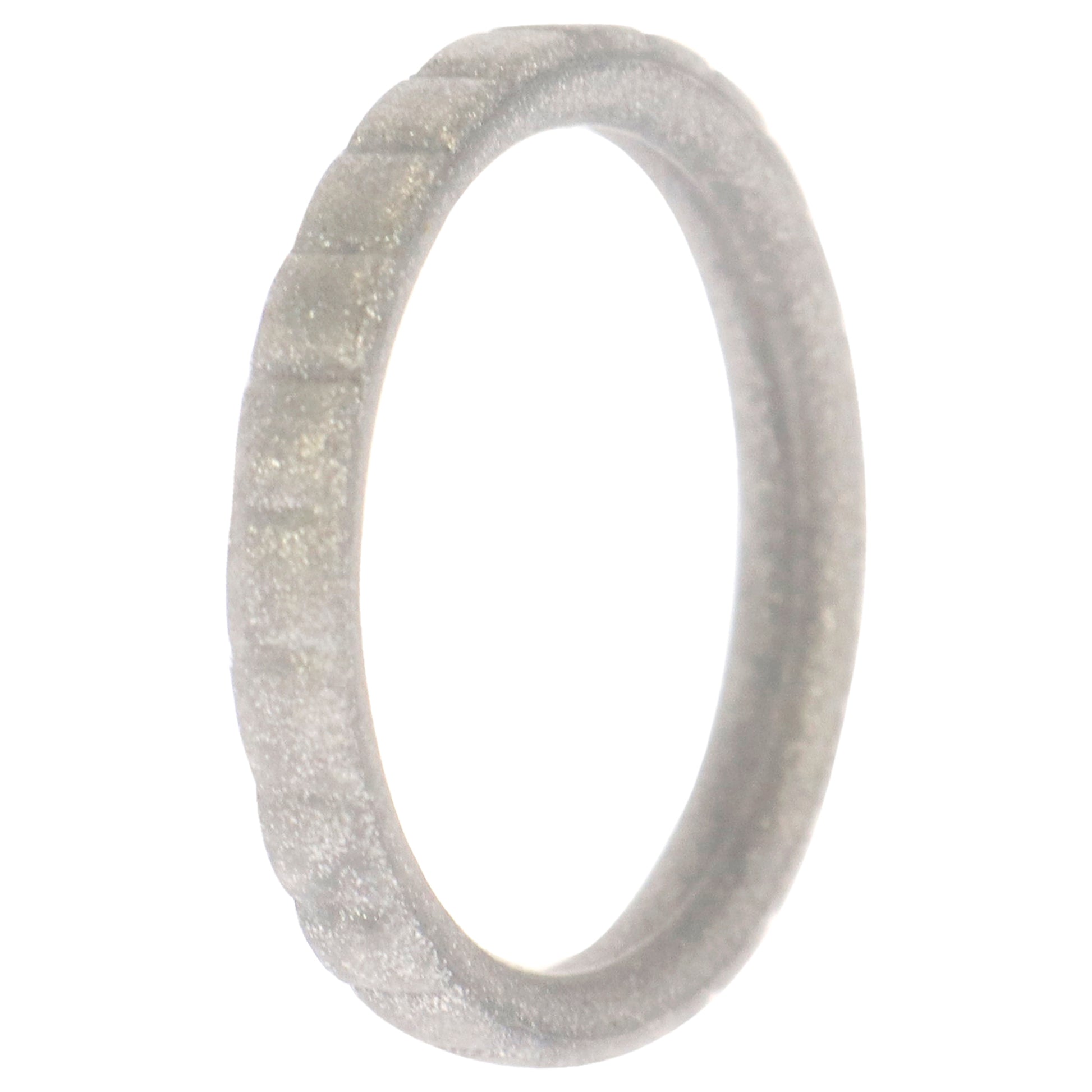 ROQ Silicone Wedding Stackble Lines Single Ring - Silver