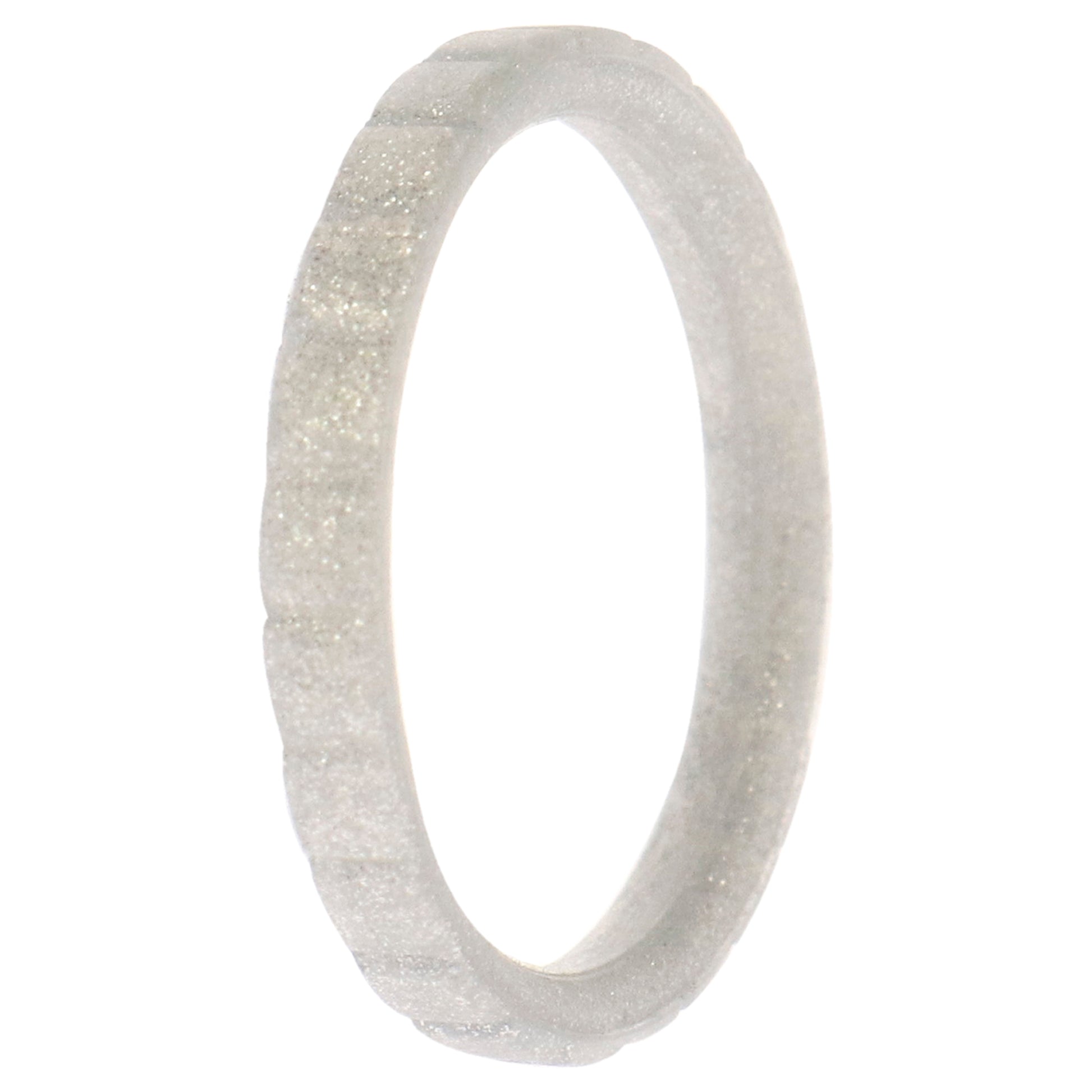 ROQ Silicone Wedding Stackble Lines Single Ring - Silver