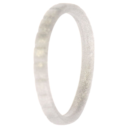 ROQ Silicone Wedding Stackble Lines Single Ring - Silver