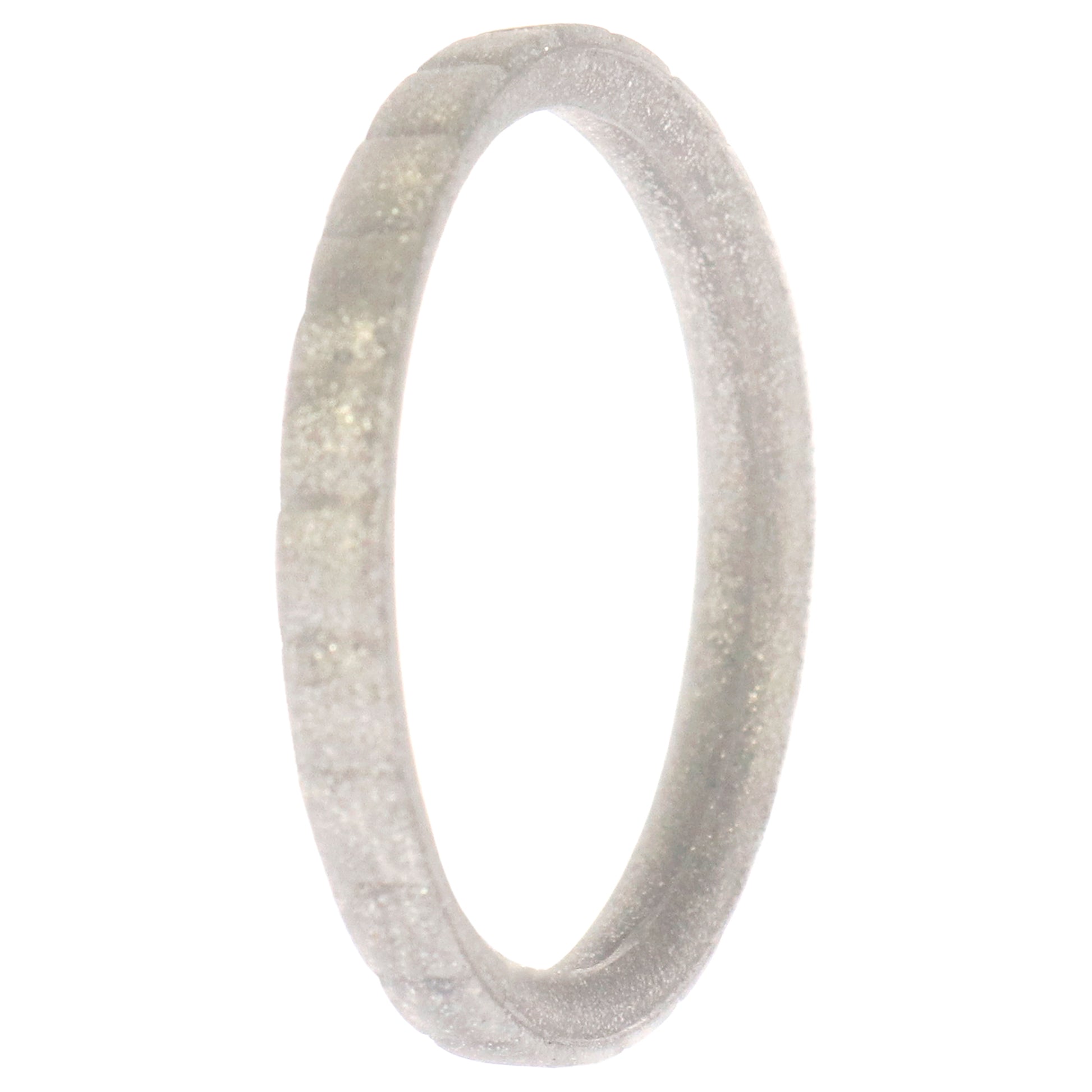 ROQ Silicone Wedding Stackble Lines Single Ring - Silver