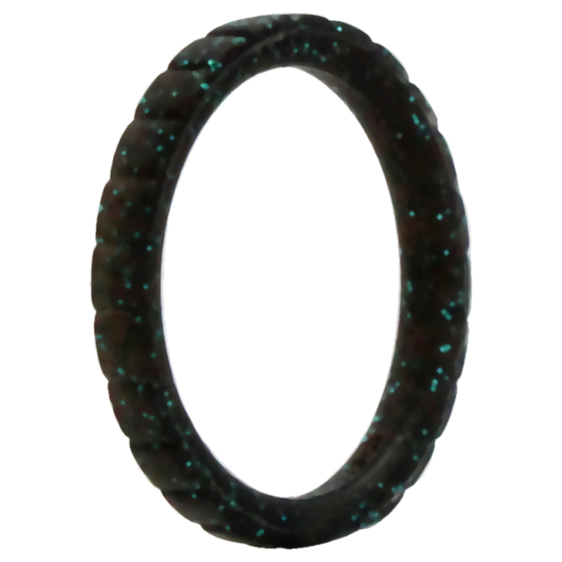 ROQ Silicone Wedding Stackble Lines Single Ring - Black-Turquoise
