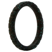 ROQ Silicone Wedding Stackble Lines Single Ring - Black-Turquoise