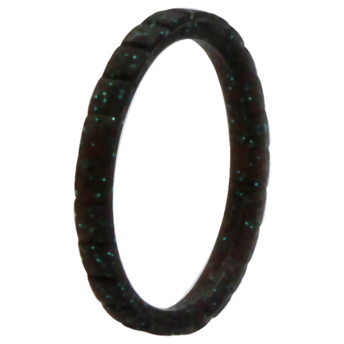 ROQ Silicone Wedding Stackble Lines Single Ring - Black-Turquoise