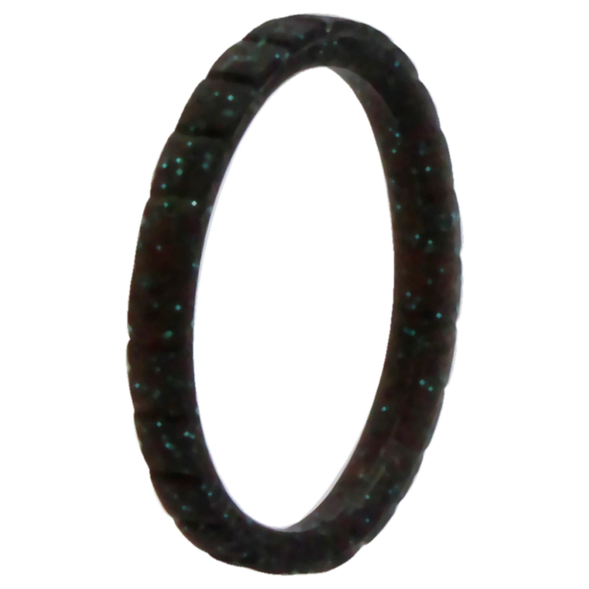 ROQ Silicone Wedding Stackble Lines Single Ring - Black-Turquoise