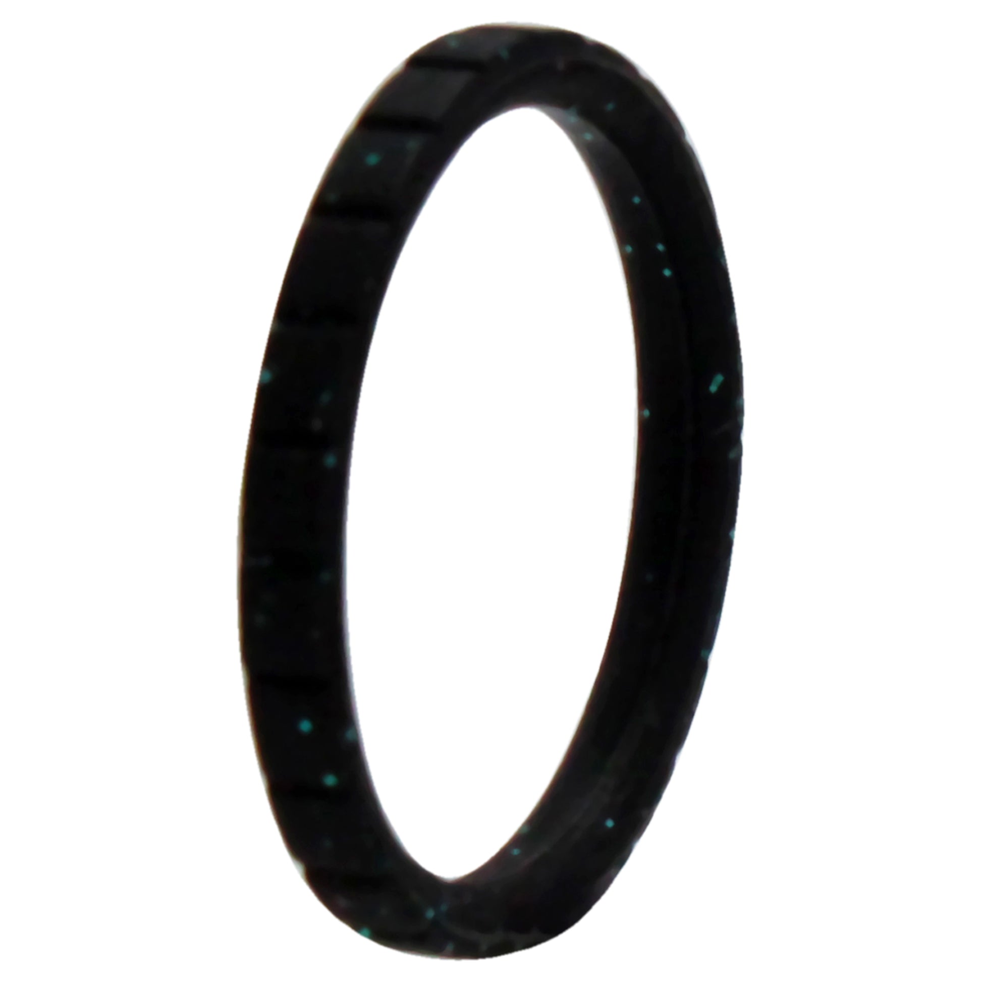 ROQ Silicone Wedding Stackble Lines Single Ring - Black-Turquoise