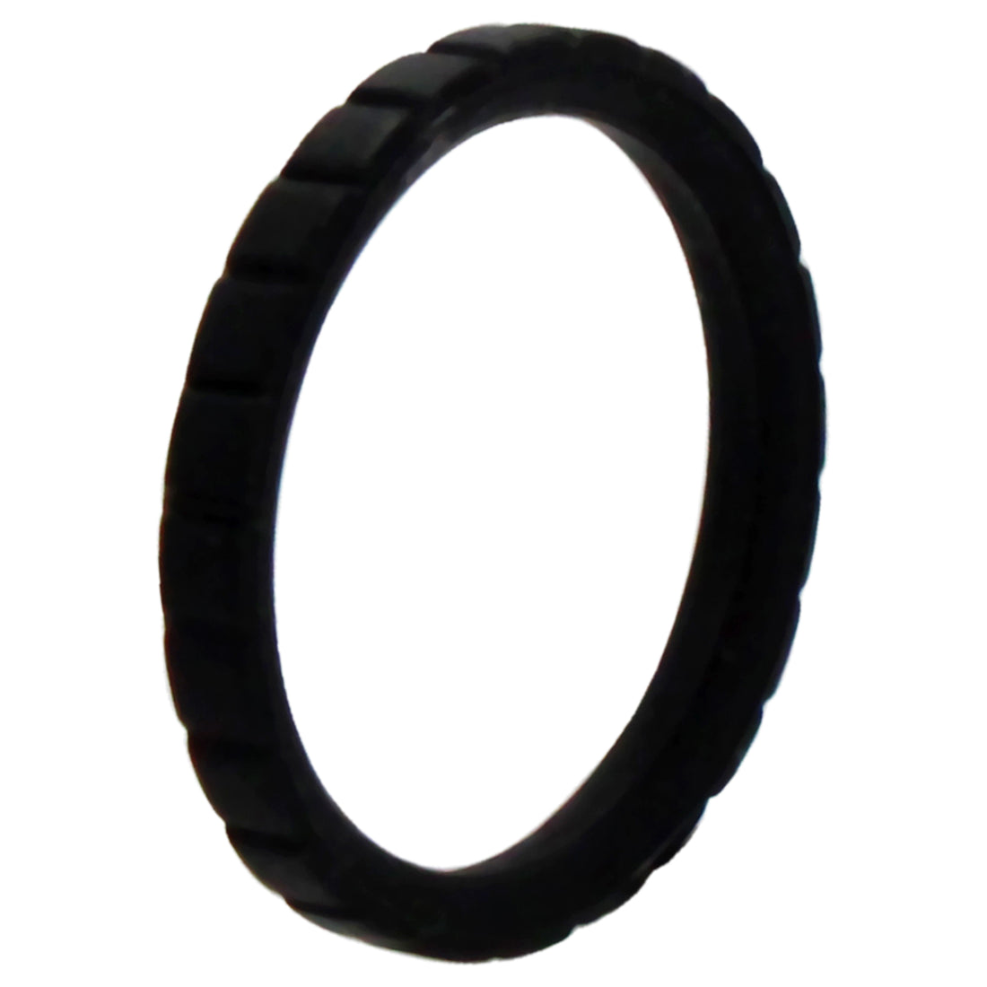 ROQ Silicone Wedding Stackble Lines Single Ring - Black