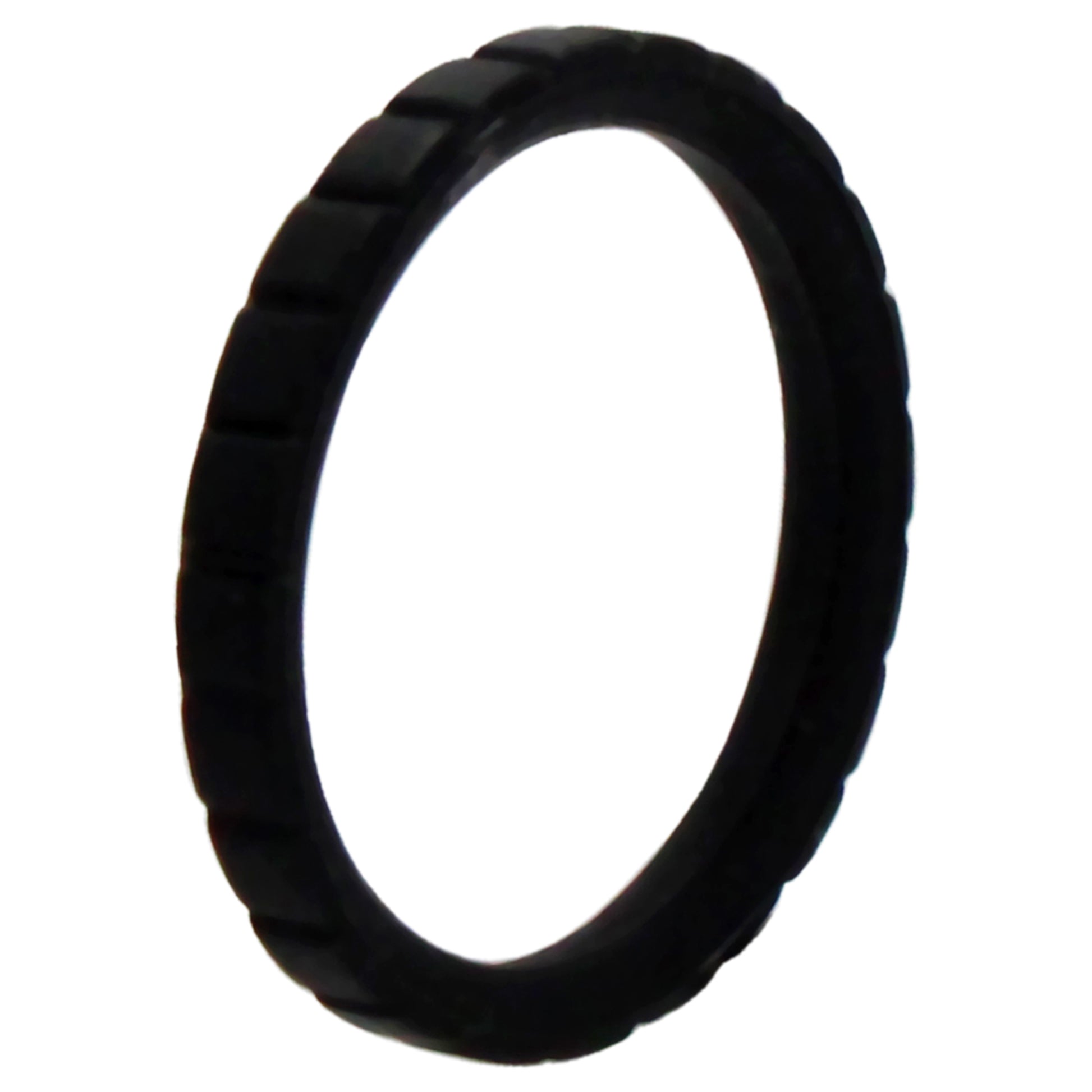 ROQ Silicone Wedding Stackble Lines Single Ring - Black