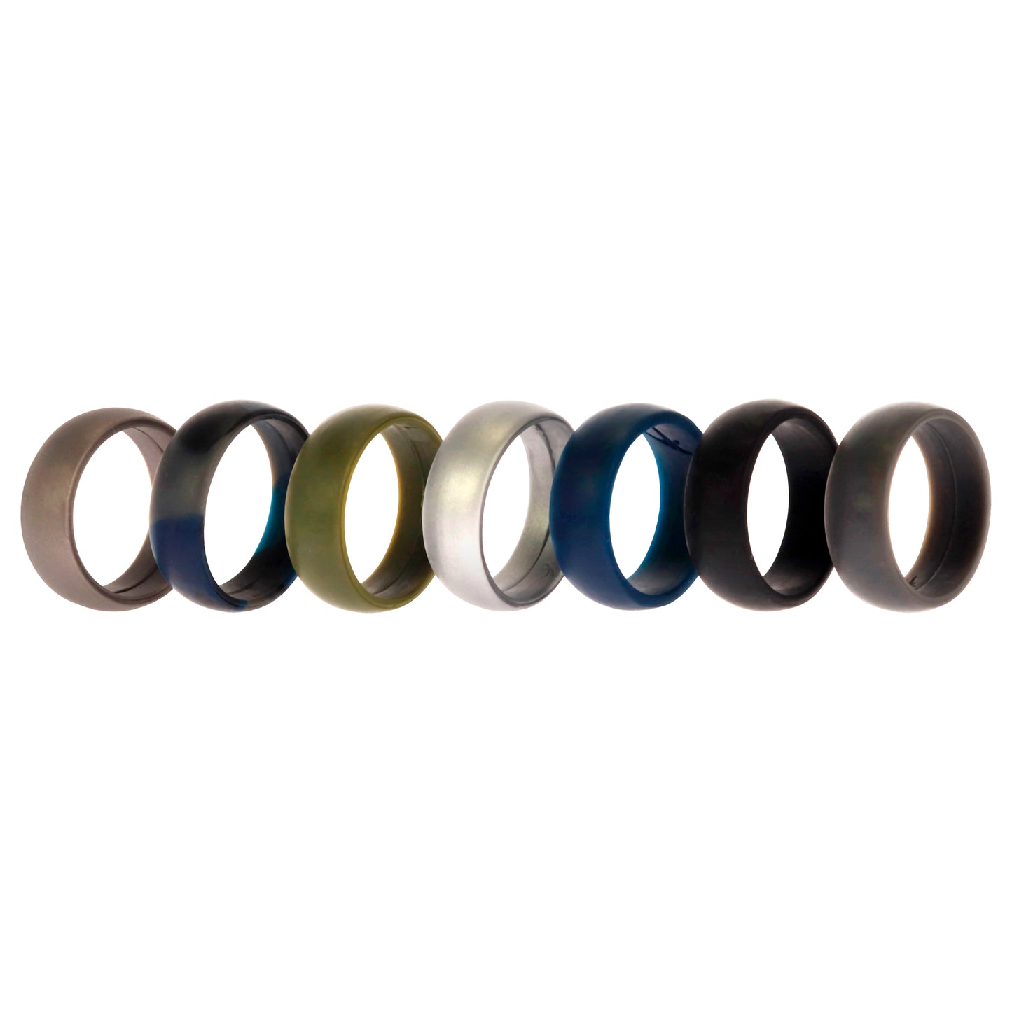 ROQ Silicone Wedding Ring Set - Metal-Camo
