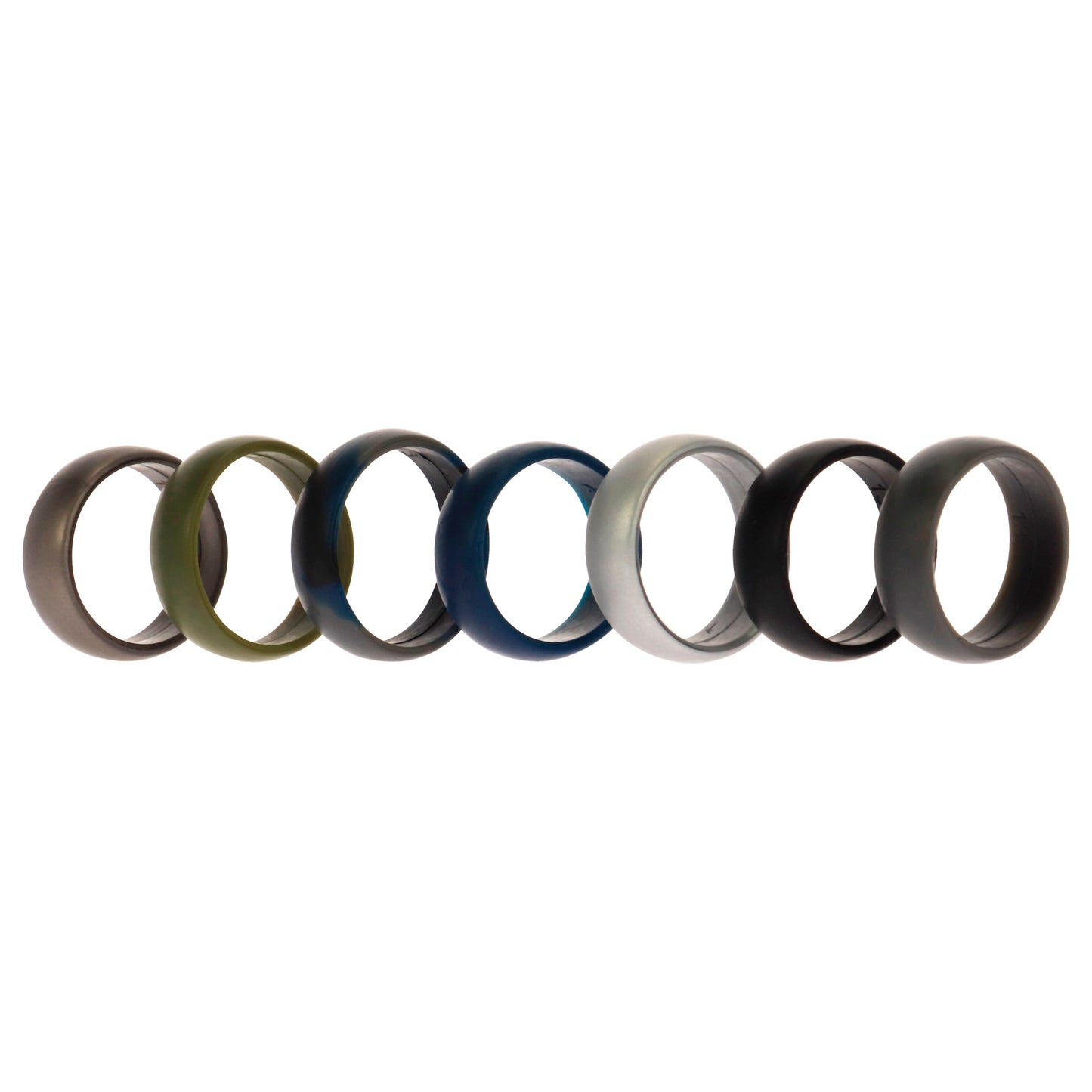 ROQ Silicone Wedding Ring Set - Metal-Camo