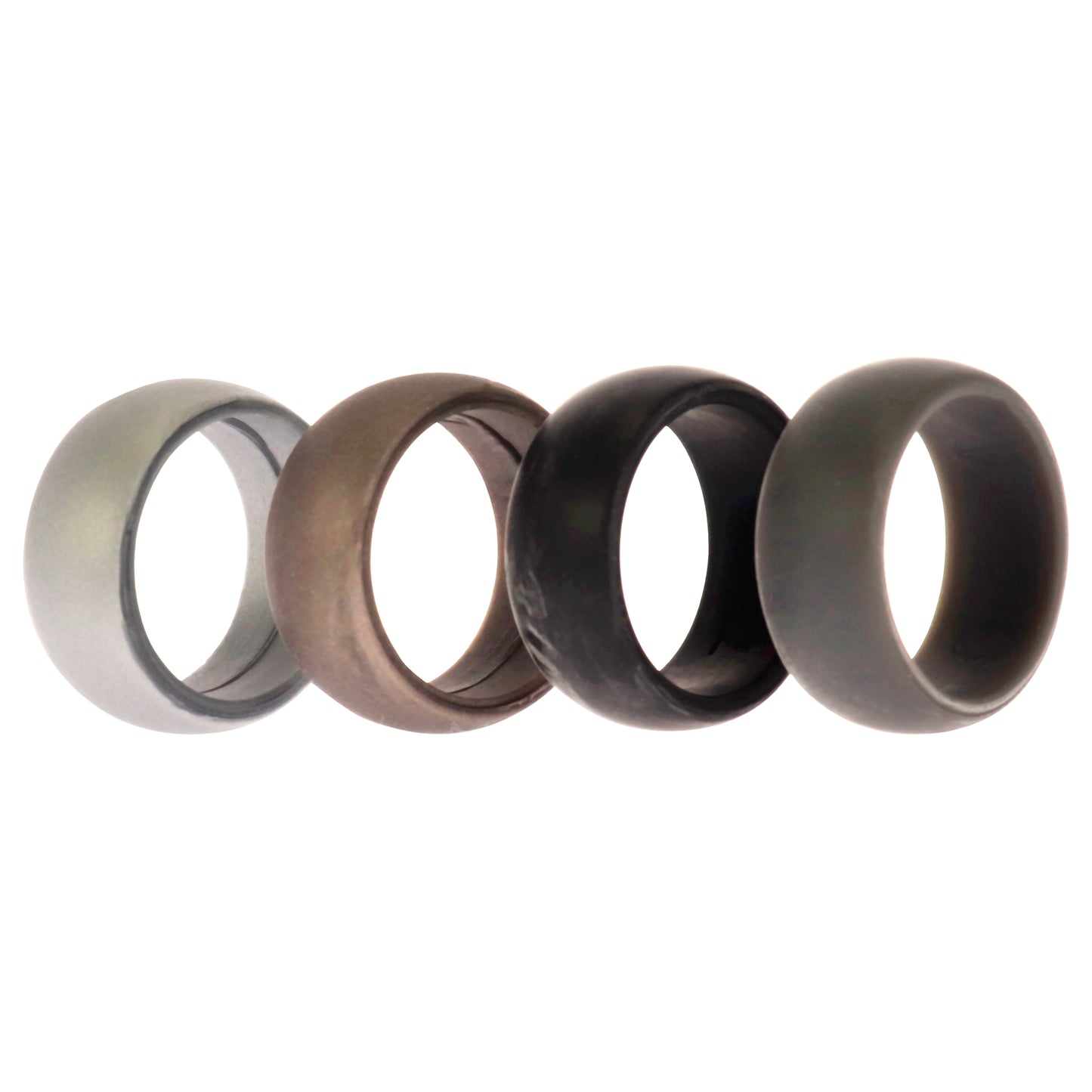 ROQ Silicone Wedding Ring Set - Metal-Silver