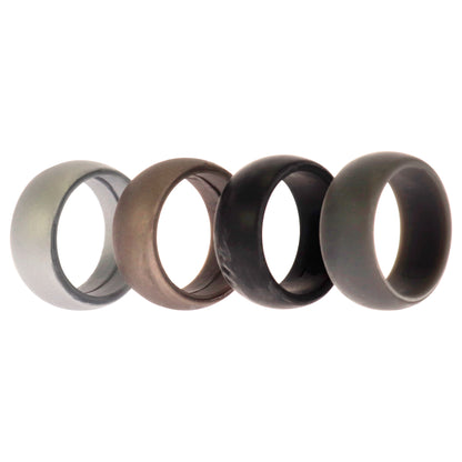 ROQ Silicone Wedding Ring Set - Metal-Silver